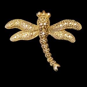 Dragonfly Pendant Gold-tone 1.25" Charm Insect Bug Necklace Jewelry Costume Gift